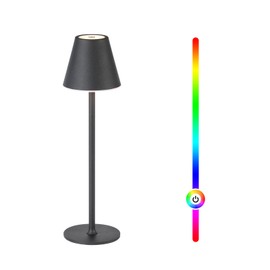 Ystarlamp LED Cordless Table Lamp Dimmable 3000k, 4000K, 6000K +16RGB, IP54 Wireless Table Light for Indoor and Outdoor, Rechargeable Aluminum Portable Lamp for Family, Restaurant & Bar (Black)