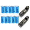 UltraFire 10pcs Ultrafire 16340 3.7v 1800mAH Rechargeable Battery Cell +2pcs