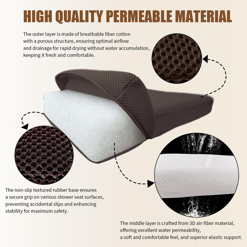 2 Pack Shower Bench Cushion, Soft Chair Pad for Elderly