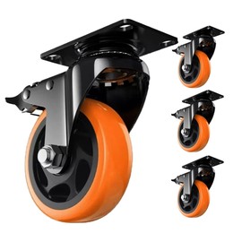 AOTAISP 4 Inch Caster Wheels Casters Set of 4 Heavy Duty Casters with Brake 2200 Lbs Locking Industrial Swivel Top Plate Casters Wheels for Furniture and Workbench Cart