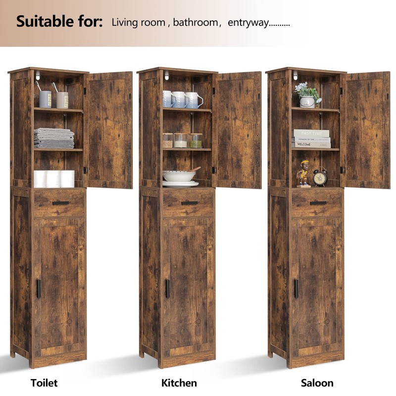 usikey 67'' Tall Storage Cabinet with Adjustable Shelves & 2