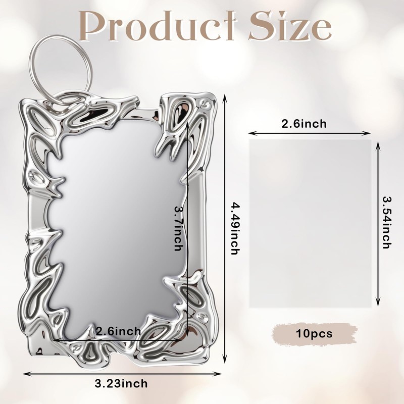 Geyoga 2 Sets Electroplate Plastics Frame Photocard Holder Keychain with