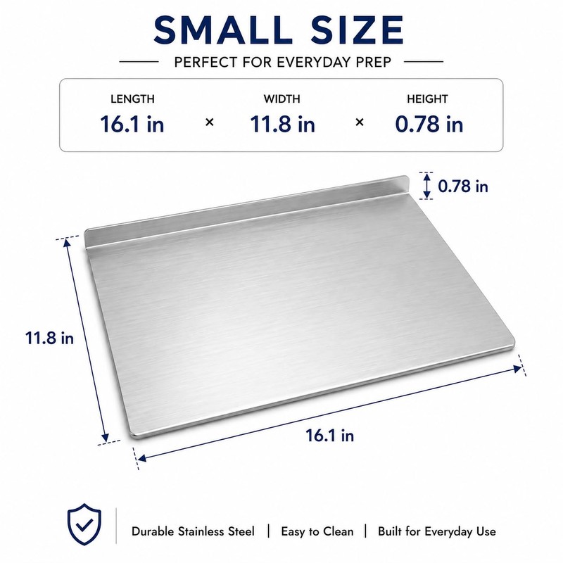 Stainless Steel Cutting Board with Counter Lip,Metal Pastry Board Kitchen