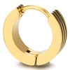 Gold Color Huggie Hinged Hoop Earrings with Black Stripes, Stainless
