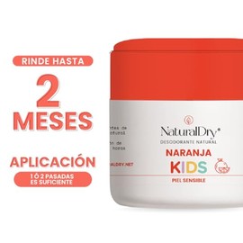 NaturalDry - Pack de 3 desodorantes Kids para niños y niñas con piel sensible - Formato crema en tarro - Aroma Naranja - Incluye 3 aplicadores - SIN B