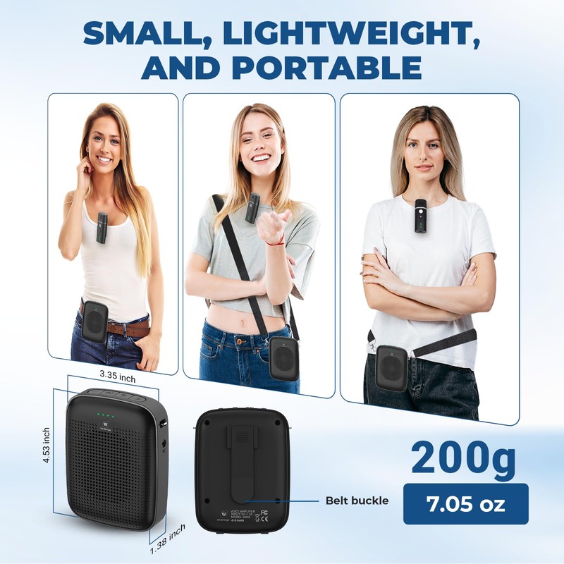 Voice Amplifier with Wireless Lapel Microphone for Teachers