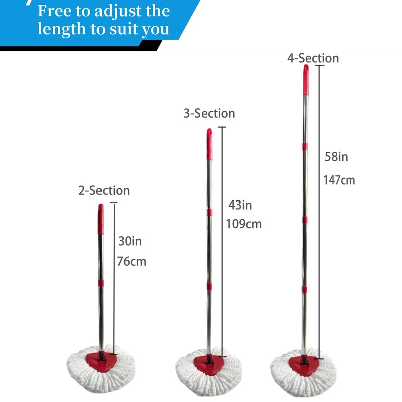 Mop Handle Replacement,4 Section Compatible with O-Cedar Spin Mop Refills