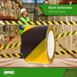 Amig - Barrier Tape | Made of Low Pressure Polyethylene LDPE | Dimensions: 500 m Length x 70 mm Width | Signal Tape for Demarcating Safety Areas | Colour: Yellow and Black