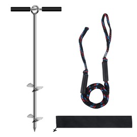 24" Sand Anchor,Chromium-Plated Steel Boat Screw Anchor with Removable Handle,Boat Sand Anchor with Bungee Dock Line,Shallow Water Anchor for Jet Ski,PWC,Pontoon,Kayak,Canoe