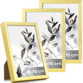 Feihorrm Picture Frame, Metal Photo Frame, Modern Decorative Photo Frame (Gold, 10 x 15 cm, 3x)