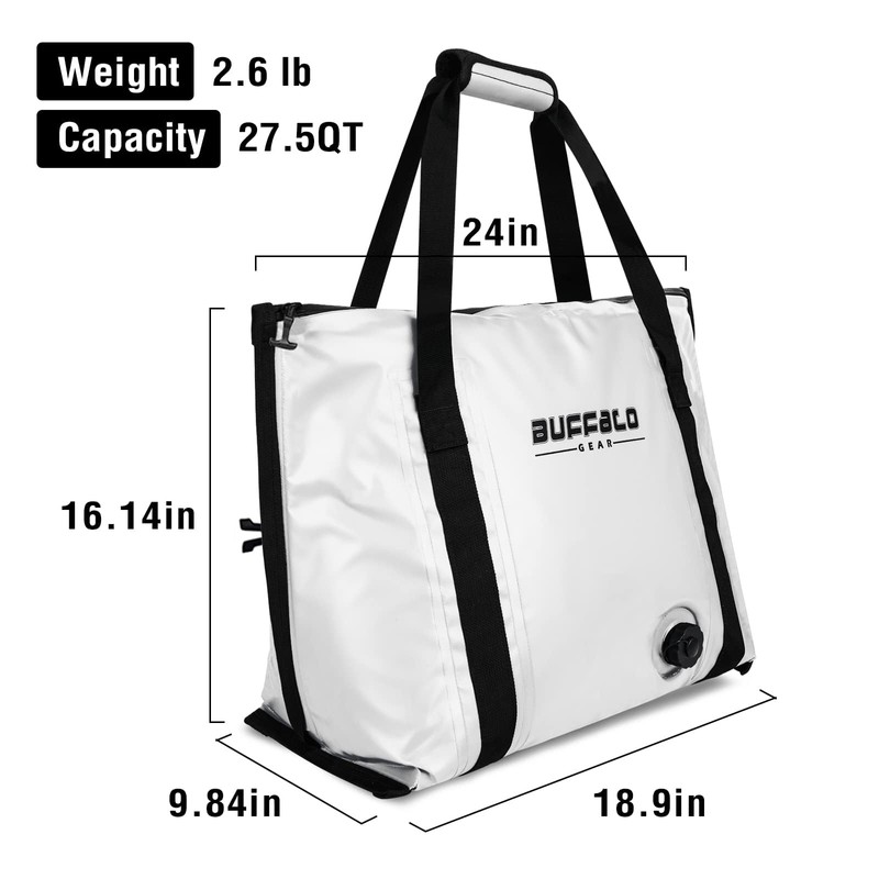 Buffalo Gear Insulated Fish Bag Cooler Flat Bottom-26L Waterproof Fish