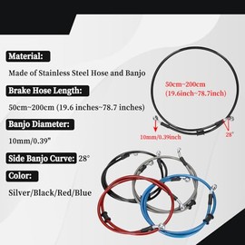 JFG RACING 2pcs Motorcycle Brake Hoses 500mm-2000mm Hydraulic Reinforced Brake Clutch Hoses for Pit Dirt Bike Enduro, Motocross, ATV, Quad (1100mm Black)