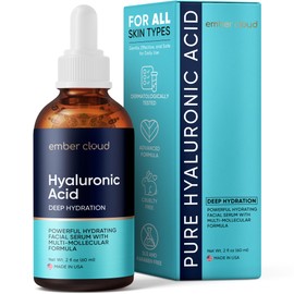 Ember Cloud Ember Cloud Hyaluronic Acid Serum for Face (2 Oz) for Skin and Lips - Hydrating & Moisturizing Serum for All Skin Types, Paraben-Free & Fragrance-Free