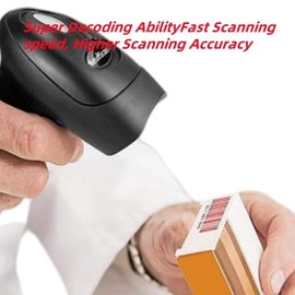 USB 1D Barcode Scanner with Stand，Handheld Wired CCD Barcode Reader Supports Screen Scan UPC Bar Code Reader for Supermarket，Library,Warehouse