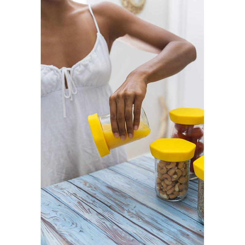 HOUSERRY DELUXE Easy-Grip Easy-Open 100% Silicone Mason Jar Lid -