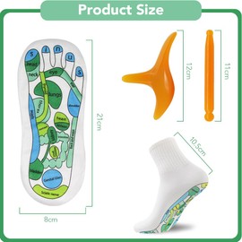 KUIRUNRX Reflexzonen Socke Set, Fußreflexzonen Socken, Acupressure Socks, 2 Paar Fußreflexzonen Socken mit Massagestab, Reflexology Socks Zur Linderung von Müdigkeit (Unisex, Größen 37-46)