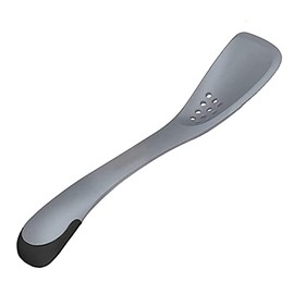 PRYMALL 5 in 1 Slotted Spatula Spoon Slicer Nonstick Space Saving Utensil for Grilling (1, Gray)