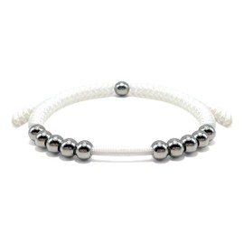 LAMIBEE Premium Golf Stainless Steel 10 Bead Score Counter Bracelet, Golf Stroke Count Bracelet, Resizable Easy Adjust Golf Round Scoring Tracker, Durable Stylish Golf Accessory (White)