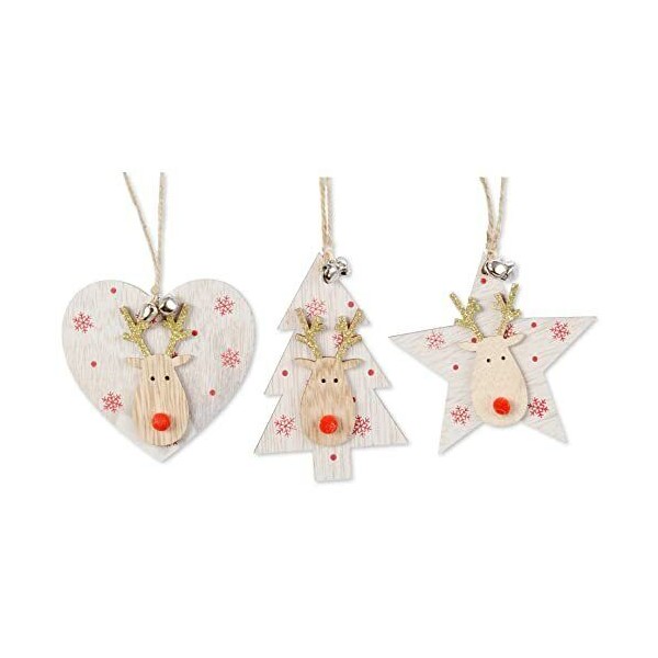 The Joy Tree Wood Deer Ornaments - Set of 3