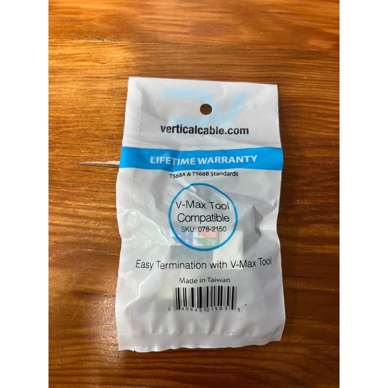 Vertical Cable CAT6 RJ45 Keystone Jack POE Compliant- White -