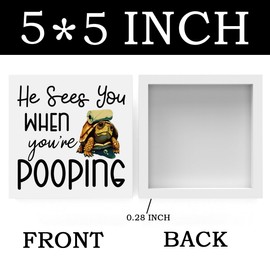 Funny Sea Turtle Bathroom Decor, Bathroom Beach Decoration, Are You Pooping Sign Funny Ocean Turtle Decor, Wooden Box Decor Sign for Home Farmhouse Office Living Room Table Shelf Tiered