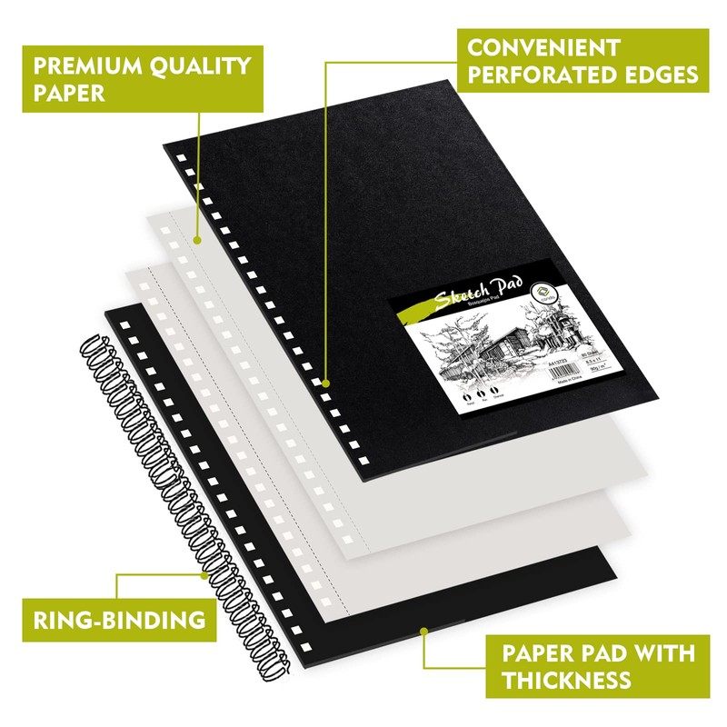 CONDA 8.5"x11" Double-Sided Hardbound Sketchbook, 80 Sheets Hardcover Sketchbook, Spiral