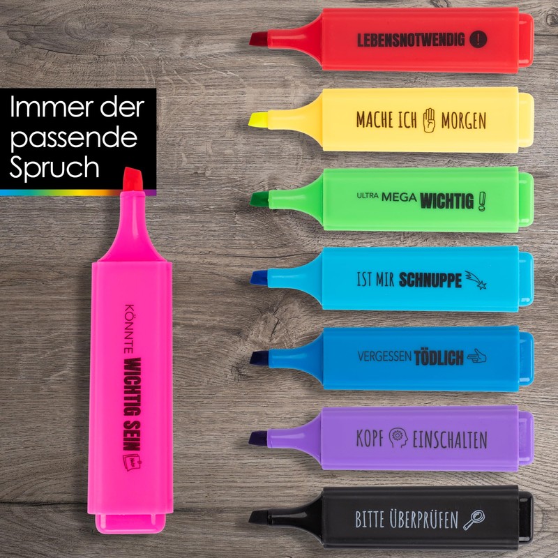 OfficeTree 8 Funny Highlighter Set in Box - Cute Sayings