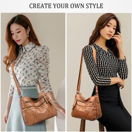 WITERY Soft PU Leather Crossboby Bag for Women - Multi-Pocket Shoulder Bag Lady Purse Medium Travel Purses Lightweight Handbag Pocketbooks Hobo Tote Bags Messenger Bags