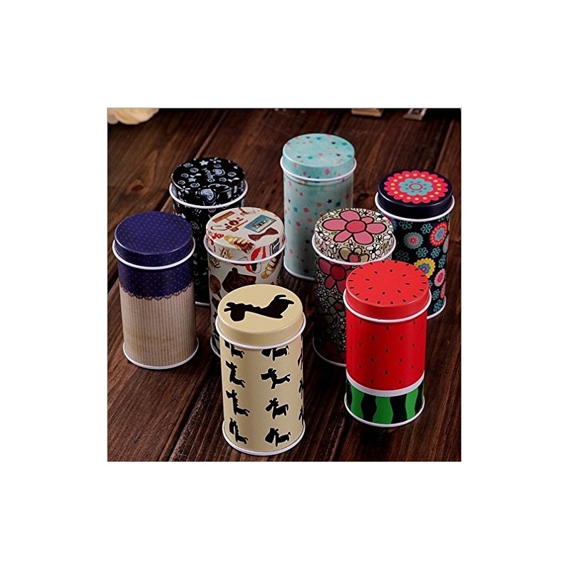 GracesDawn Set of 8 Home Kitchen Storage Containers Colorful Tins