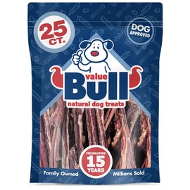 ValueBull Beef Gullet Sticks for Dogs, 25 Count - Premium Dog Chews, Dog Joint Health Glucosamine Jerky, Puppy Teething Treat, Beef Esophagus Dog Treats, Chondroitin Joint Support