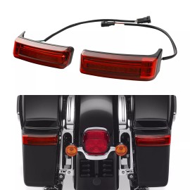 TCMT LED Saddlebag Brake Turn Light Red Fit For Harley Touring Street Glide 2014-2024
