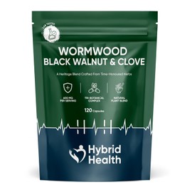 Hybrid Health Wormwood Black Walnut and Clove 600mg Supplement - 120 Vegan Capsules, Optimal Strength Formula, Independently Third Party Lab Tested, 4 Months Supply