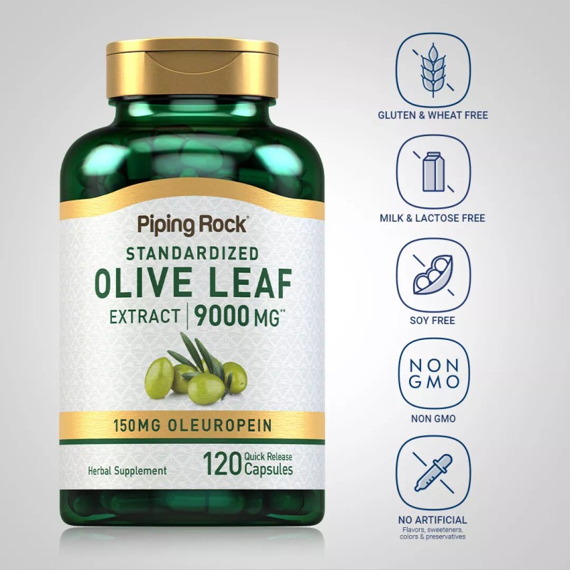 Piping Rock Olive Leaf Extract Capsules | 9000mg | 120