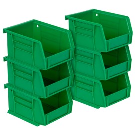 Akro-Mils 30210 AkroBins Plastic Hanging Stackable Storage Organizer Bin, 5-Inch x 4-Inch x 3-Inch, Green, 6-Pack