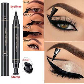 Smudge-Proof Winged Eyeliner Stamp & Pen for Women - Long-Lasting Black Liquid Eye Liner
