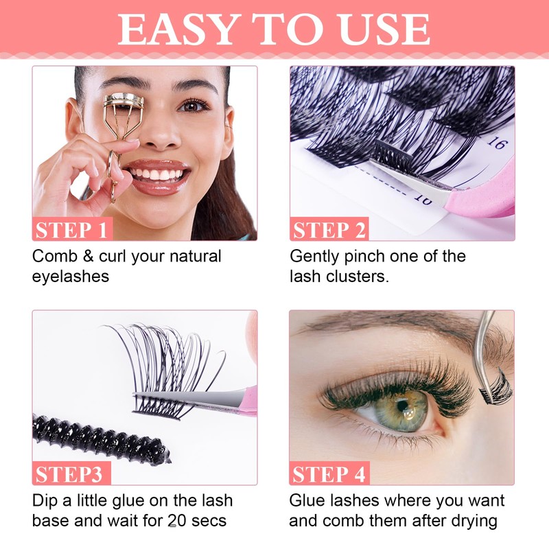 Lash Clusters DIY Eyelash Extensions, 72 Pcs Individual Lashes Cluster