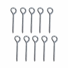 SUL Vine Eyes Screw 75mm (3 Inch) Zinc Plated Garden Eyes for Wire Screw Eyes, Long Screw Hooks for Indoor & Out Door Eye Screws Hooks, 75mm Self Tapping Screws Hooks (10 PK)