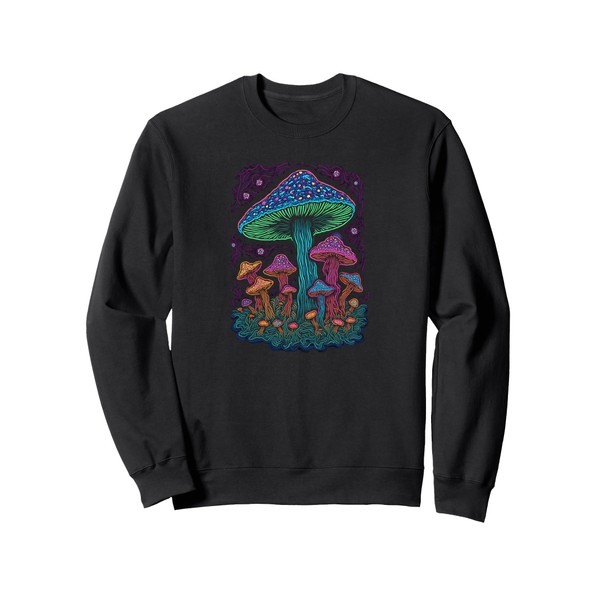 Psychedelic Glowing Mushroom Art | Blacklight Forest Fungi Sweatshirt