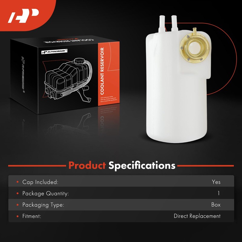 A-Premium Engine Coolant Overflow Recovery Reservoir Tank [with Cap] Compatible