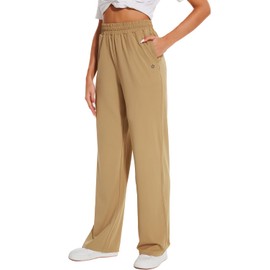 HOdo 32"/34"/36" Inseam Womens Tall Yoga Sweatpants Quick Dry Long Joggers Lounge Yoga Pants with Pockets-Light Khaki-32-XL