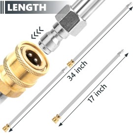 EARLEAS Pressure Washer Extension Wand, 2 Pack 17 Inch Stainless Steel silver, yellow