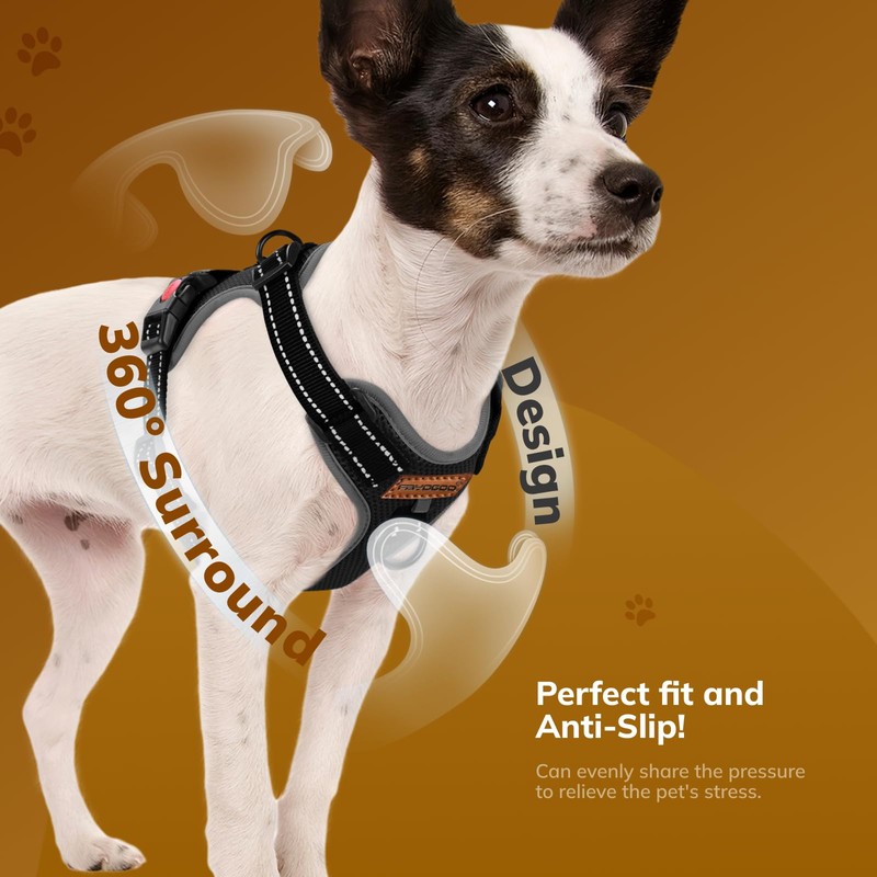FAYOGOO Dog Harness Medium, No Pull Vest Harness with 2