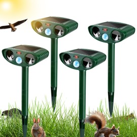 CKUKARM 4 Pack Solar Animal Repeller Ultrasonic Cat Repellent Outdoor Deer Repellent Devices Animal Deterrent to Repel Cat Deer Squirrel Rabbit Dog Raccoon Skunk for Yard Lawn