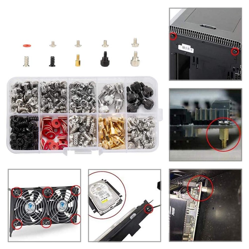 SRECNO Computer Screw Set, PC Screw Kit, DIY Motherboard, 10