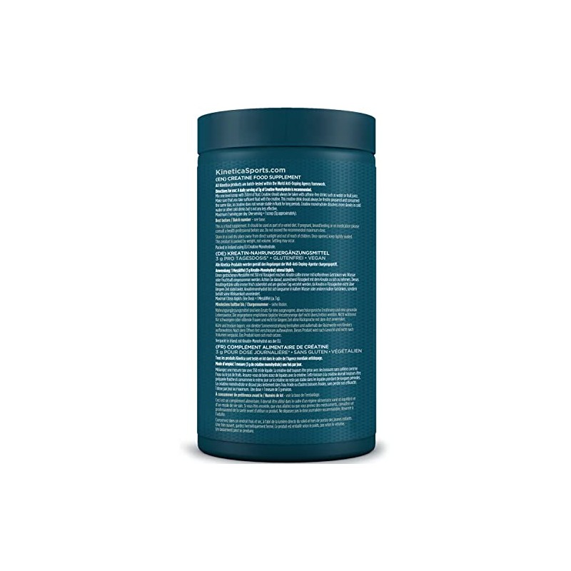 Kinetica 100% Creatine Monohydrate Powder, Gluten Free, Suitable for Vegans,