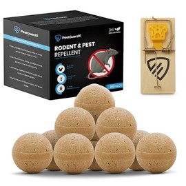 Mouse Scent Balls – 24-Pack + 1 Mouse Trap – Natural Aromatic Rodent Deterrent for Home, Garage, Attic & Storage Areas