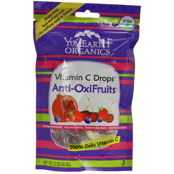 Yummy Earth Prganics Vitamin C Drops Anti Oxifruits, 3.30 Oz (Pack of 6)