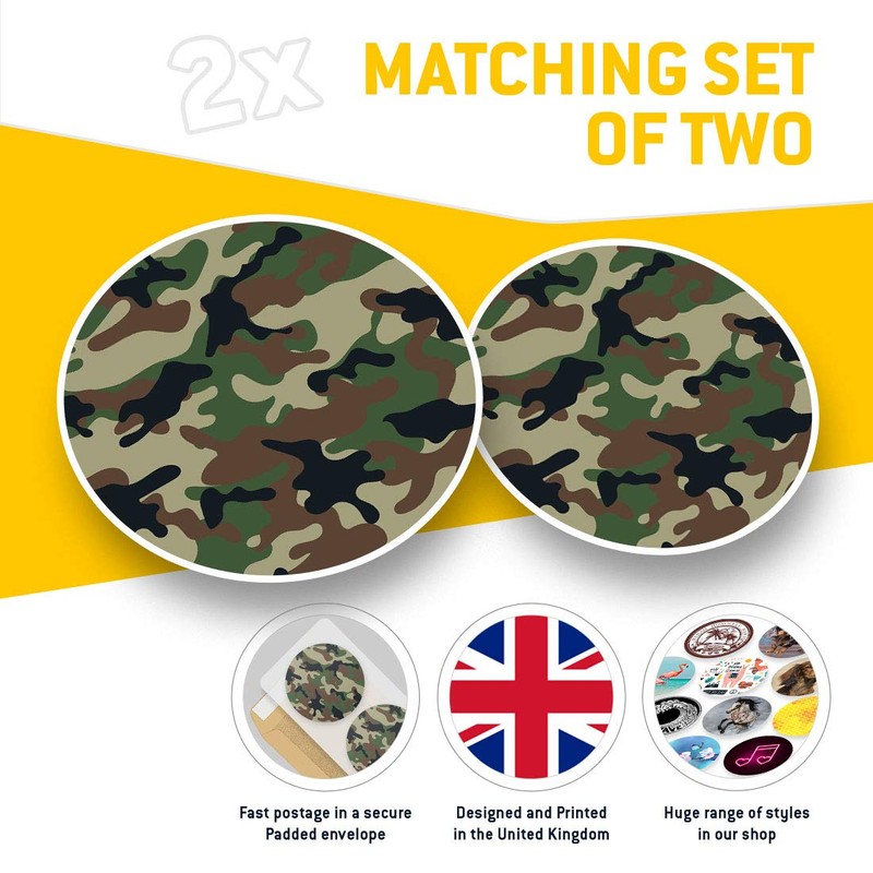Awesome Vinyl Stickers (Set of 2) 15cm - Green Camouflage