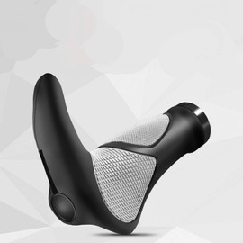 Mountain Bike Handlebar Grips,Ergonomic Lock-on Bicycle Handlebar Grips with Horns Ends Aluminum Alloy Rings Lock On