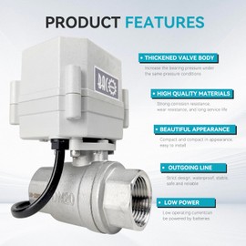 BACOENG Motorized Ball Valve, 3/4" DN20 Electrical Ball Valve, 2 Way 110VAC Stainless Steel Electric Water Valve